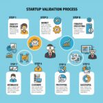 Corsiweb.eu - Infografica dettagliata che illustra il processo di validazione di una startup